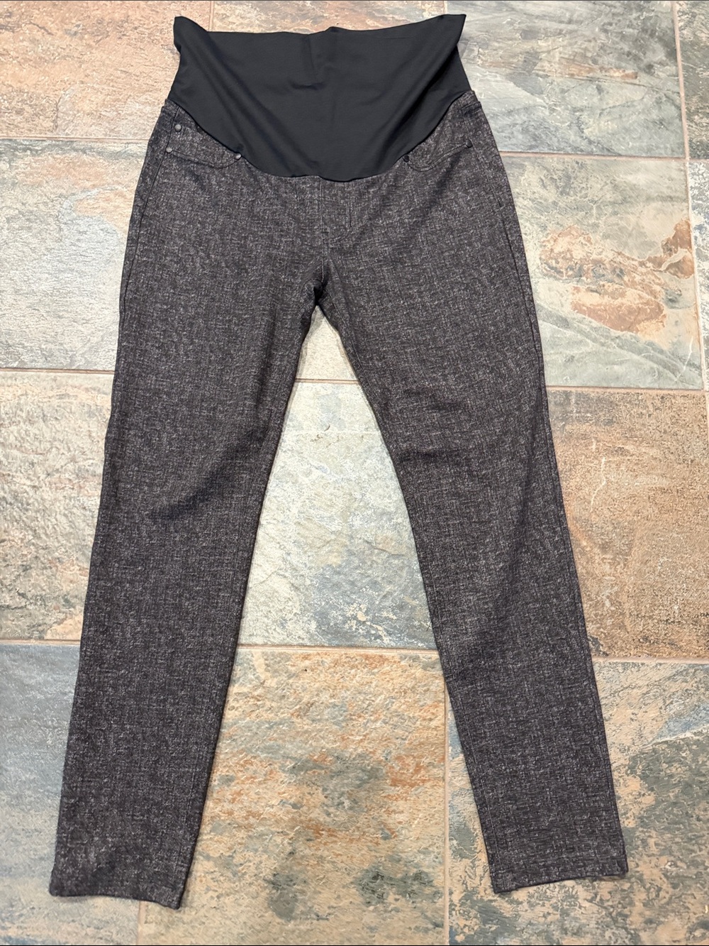 Liverpool Black Waistband Charcoal Tweed Maternity Pants